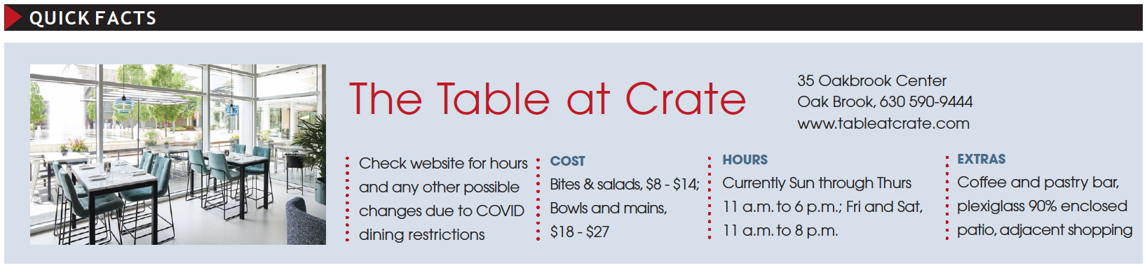 The Table At Crate Quick Facts